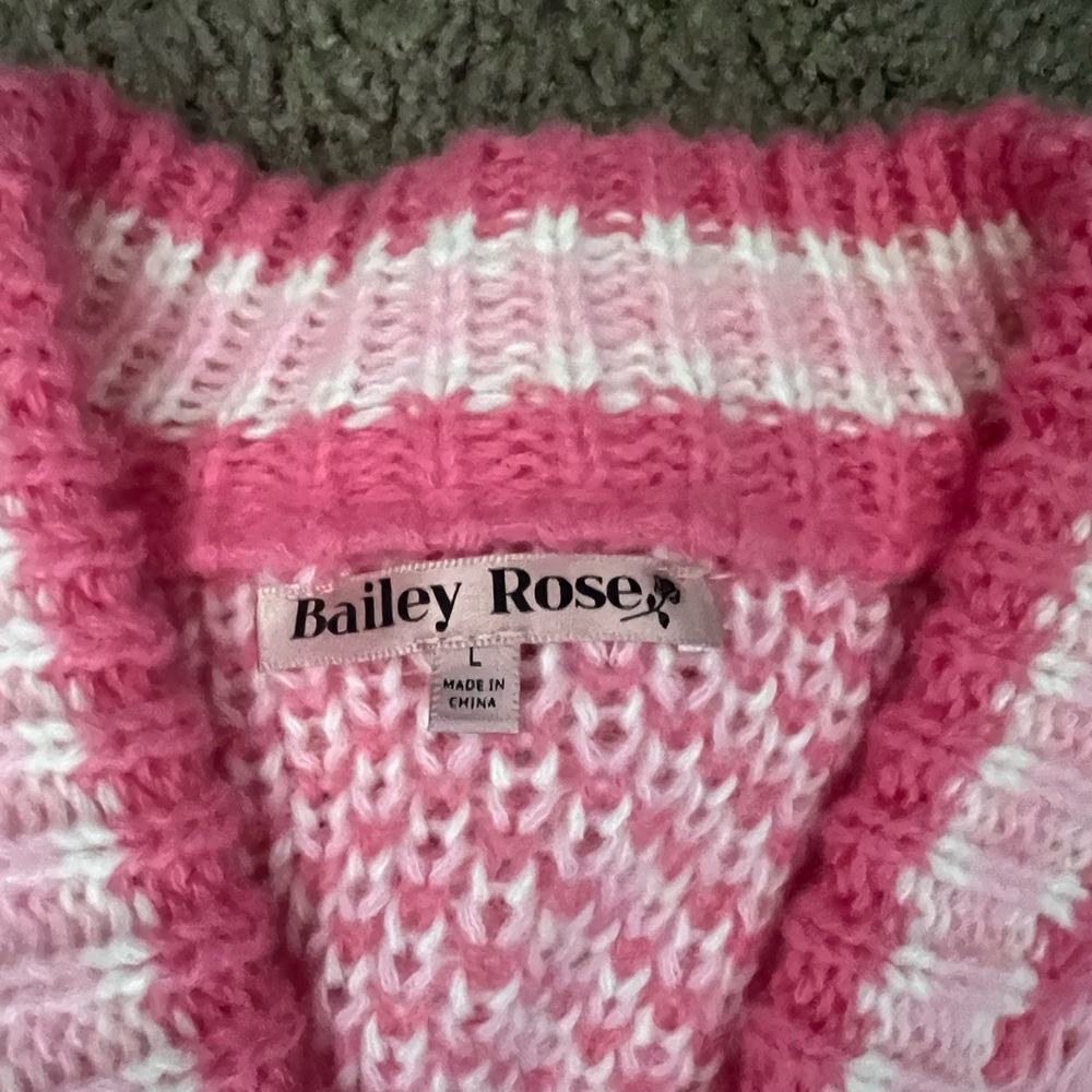 Bailey Rose Pink and White Knit Sweater